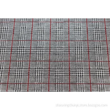 Red Checkered Jacquard Fabric In Black And White